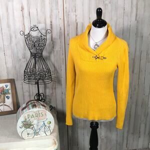Ralph Lauren Sunshine Yellow Pullover Sweater with Gold Accents Medium